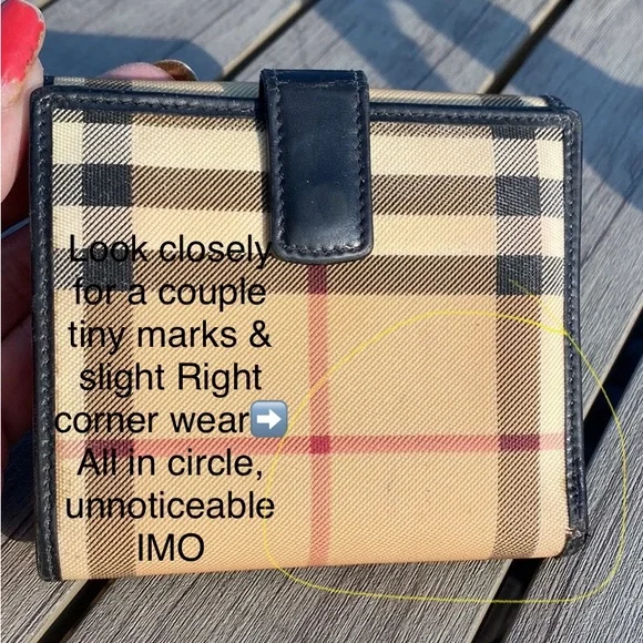 Burberry Nova Check PVC/Leather🔥Bifold+Front SNAP🔥8slot+Bill🔥4x4”Made🇮🇹VGUC